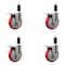 Service Caster 5'' Red Poly Swivel 1-1/4'' Expanding Stem Caster Set Total Lock Brake, 4PK SCC-EXTTL20S514-PPUB-RED-114-4 - alternate 1